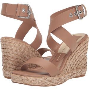 Dolce Vita Women's Aldona Wedge Sandal Neutral Cafe Leather Tan Sz 10